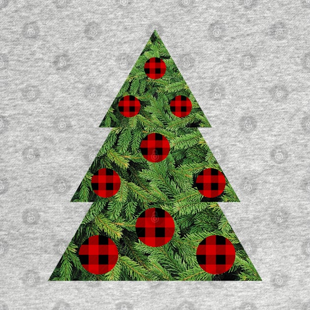 Pine tree with buffalo plaid ornaments by EdenLiving